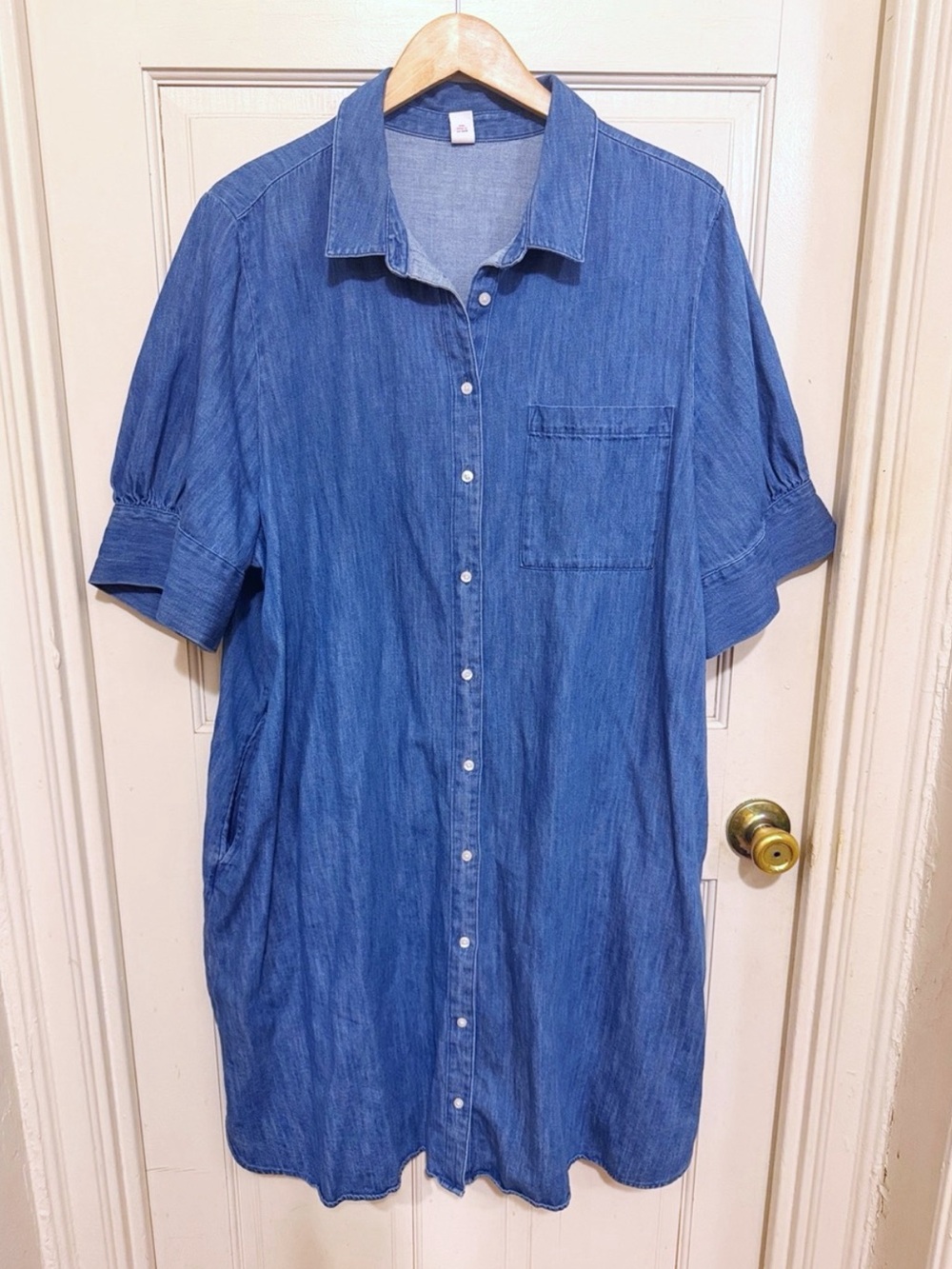 Old Navy Blue Denim Button-Down Shirt Dress